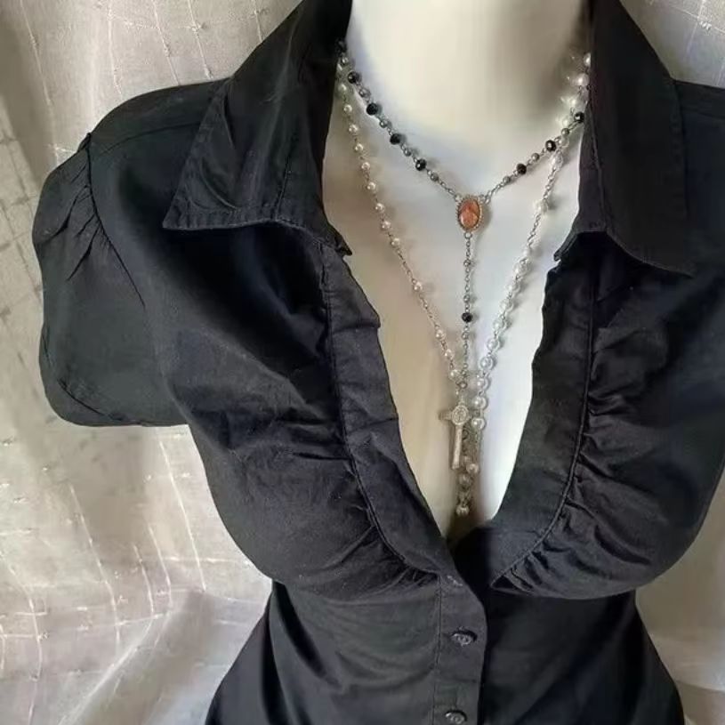 Summer Grunge Clothing - Bayan Y2K Grunge Bluz Gotik Kısa