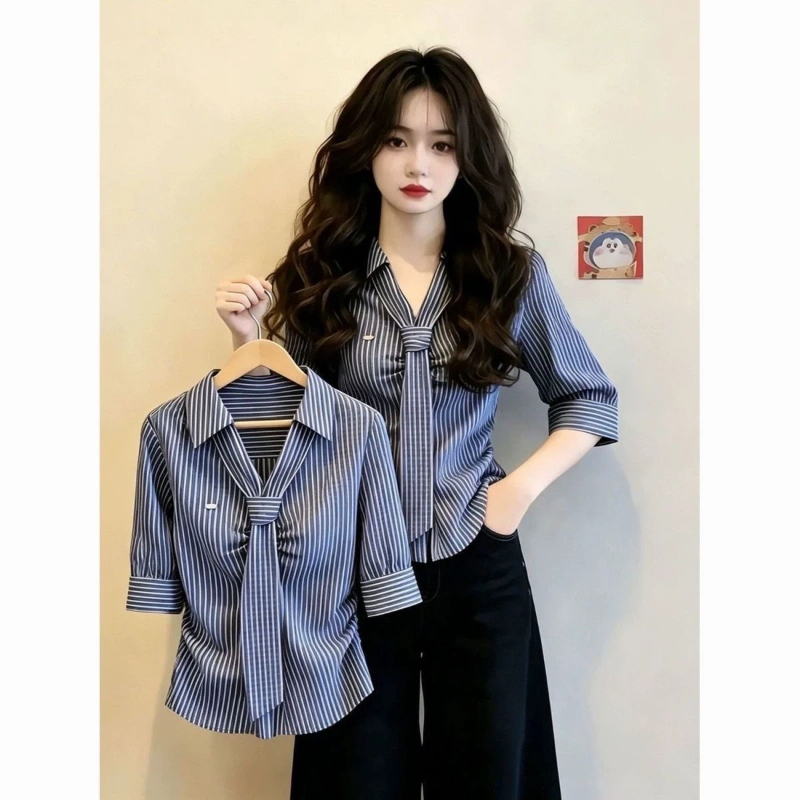 Summer Clothing Trends For Women - Polo Yaka Bağcıklı Kısa Kollu İnce