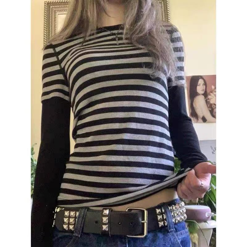 Summer Grunge Clothing - Vintage Gazete Baskılı Uzun Kollu Tişört