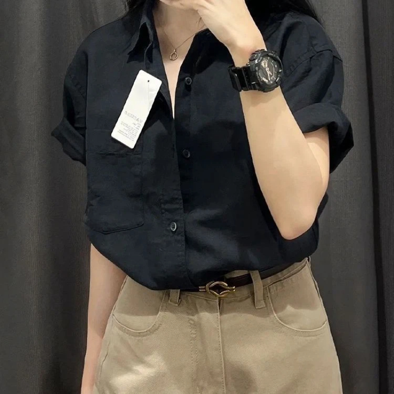 Summer Clothing Trends For Women - Kore Kısa Kollu Polo Yaka Katı