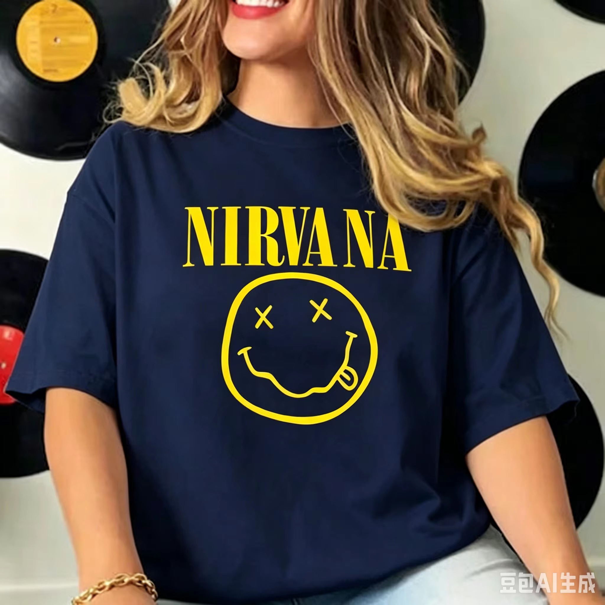 Summer Grunge Clothing - Nirvana Smiley Face Tişörtü, 90'lar Vintage